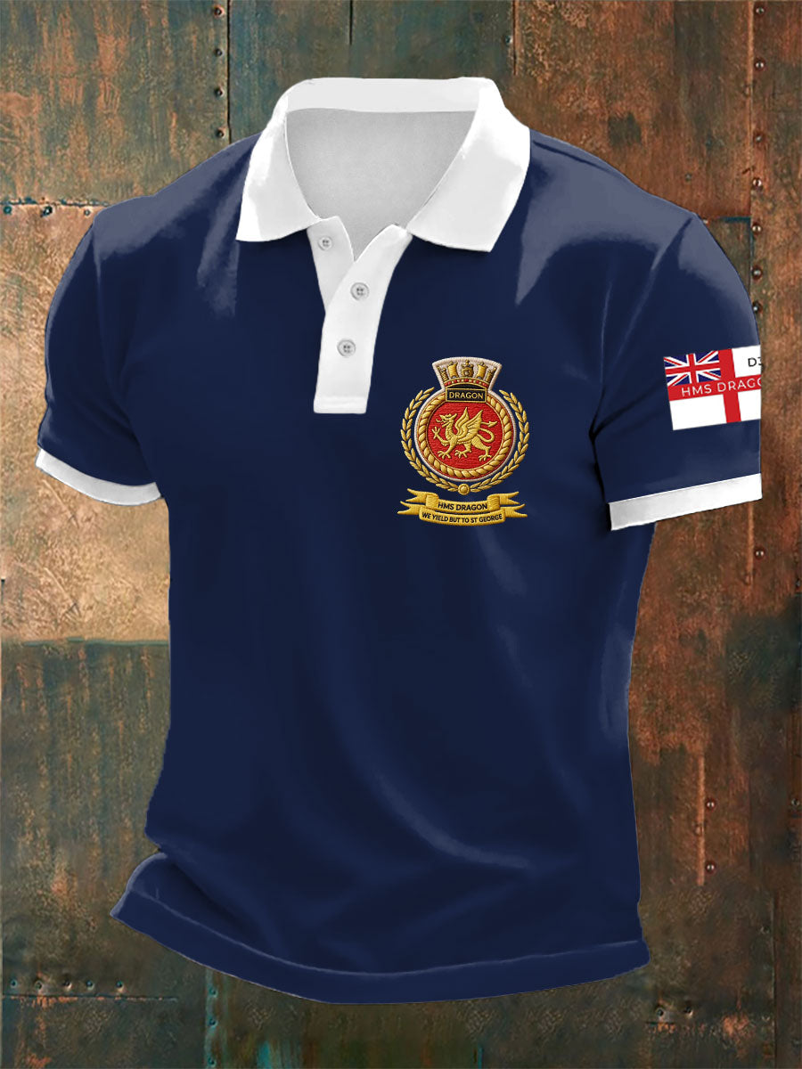 Men's British HMS Dragon Printed polo shirt