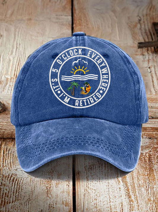 Unisex Funny I'm Retired It's 5 O'Clock  Print Hat
