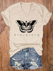 Women's Singer Casual Printed Iron On Short Sleeve T-Shirt