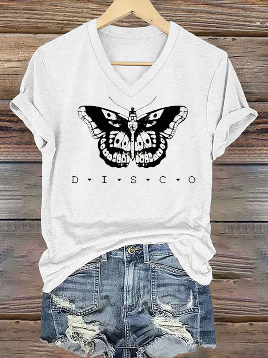 Women's Singer Casual Printed Iron On Short Sleeve T-Shirt