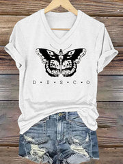 Women's Singer Casual Printed Iron On Short Sleeve T-Shirt