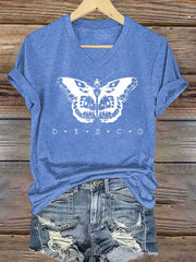Women's Singer Casual Printed Iron On Short Sleeve T-Shirt