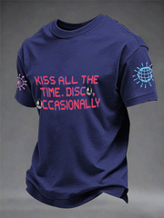 Men's Kiss All The Time Disco Occasionally Printed imitation cotton short-sleeved T-shirt