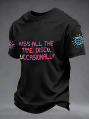 Men's Kiss All The Time Disco Occasionally Printed imitation cotton short-sleeved T-shirt