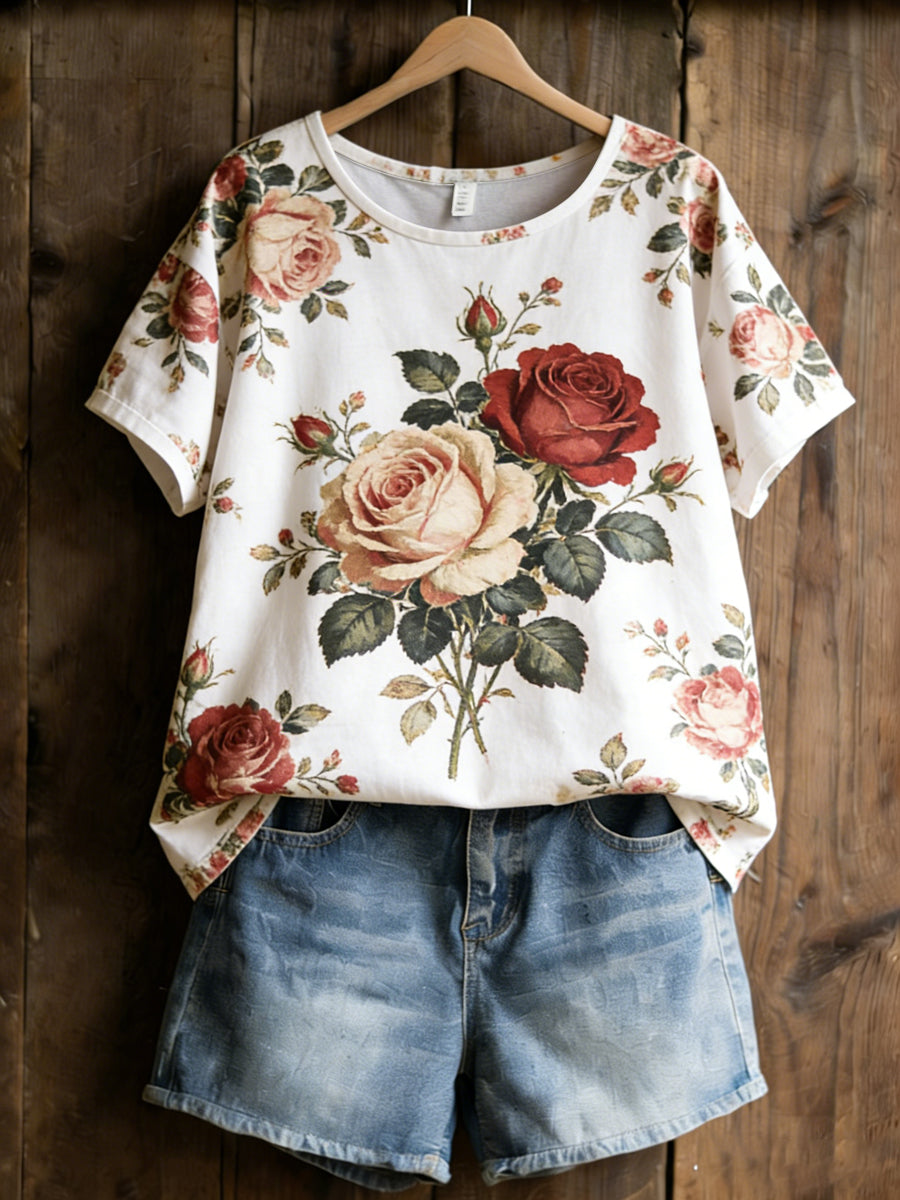 Women's Plants Flowers Print Casual T-Shirt