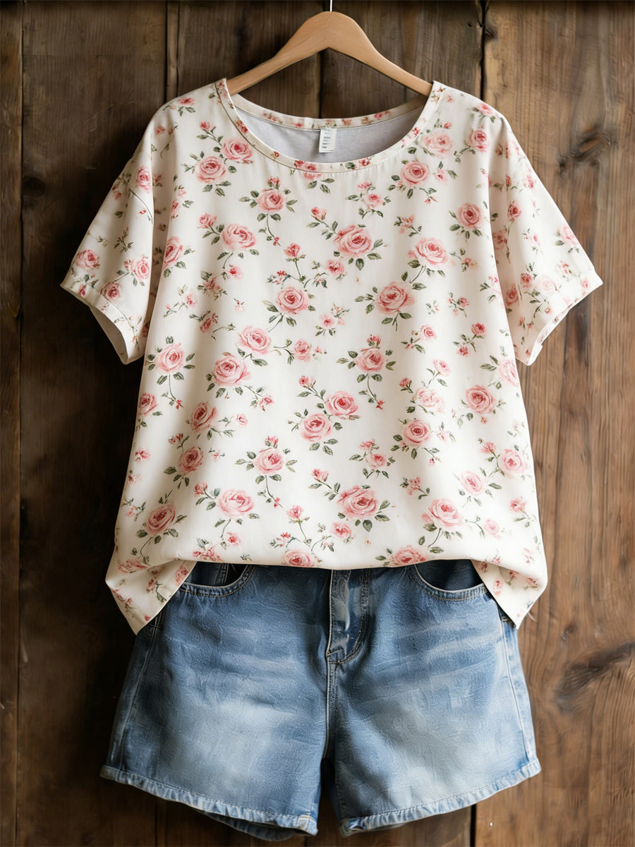 Women's Plants Flowers Print Casual T-Shirt