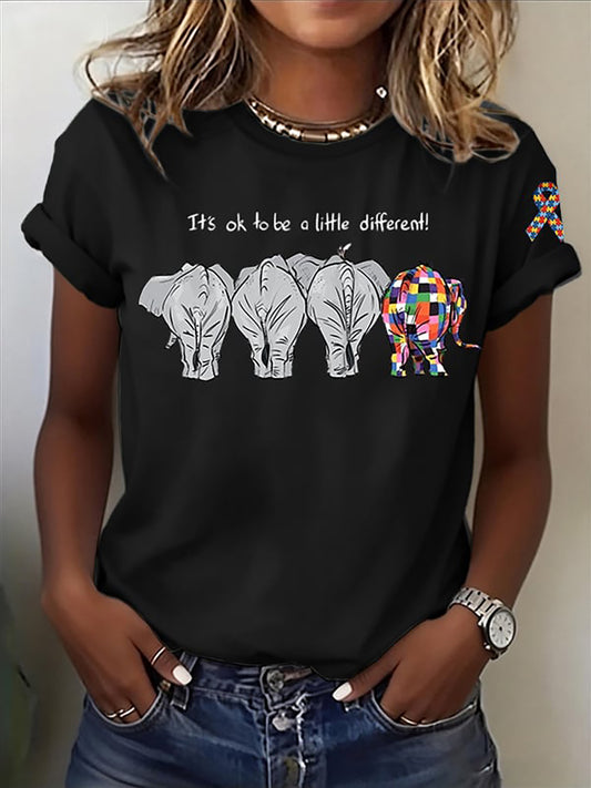 Women's Casual Autism Awareness T-shirt