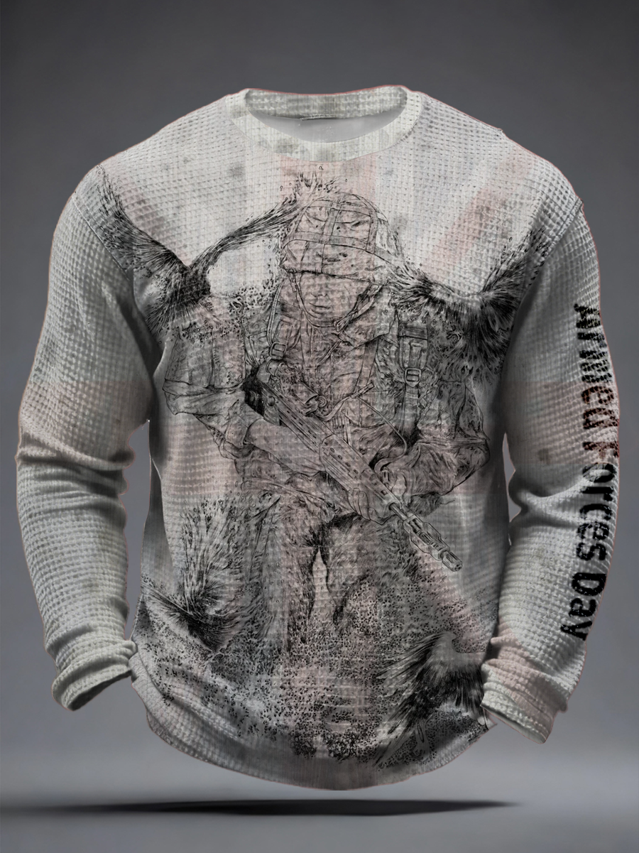 Men's Armed Forces Day Waffle Long Sleeve T-Shirt