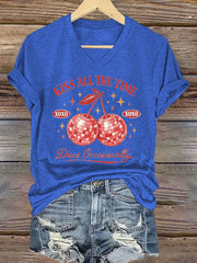 Women's Kiss All The Time Disco Occasionally Printed Iron On Short Sleeve T-Shirt