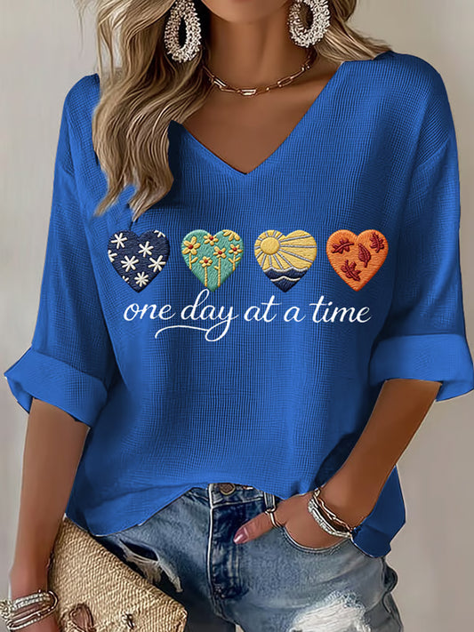 Women's One Day at a Time Waffle T-shirt