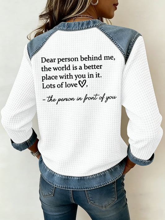 Women's Dear Person Behind Me You Matter Printed waffle  Top