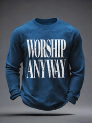 Men's Worship Anyway Print Waffle Long-Sleeve T-Shirt