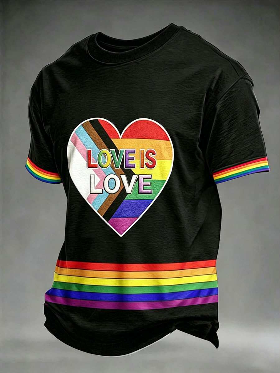 Men's Pride Month Love Is Love Printed Short Sleeve  T-shirt