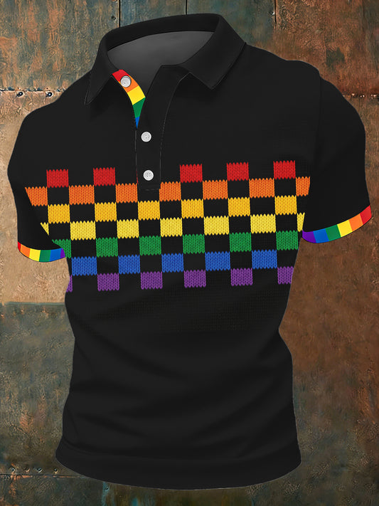 Men's Pride Month Rainbow Printed Short Sleeve Top