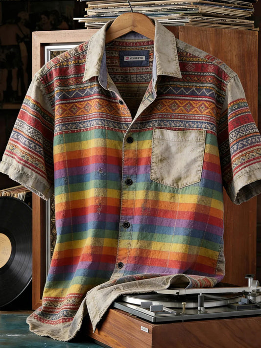 Men's Rainbow Art Print Casual Shirt