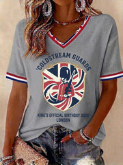 Women's King's Official Birthday Trooping The Colour Printed V-neck T-shirt