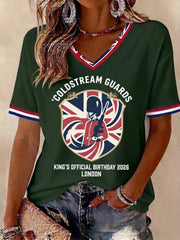 Women's King's Official Birthday Trooping The Colour Printed V-neck T-shirt