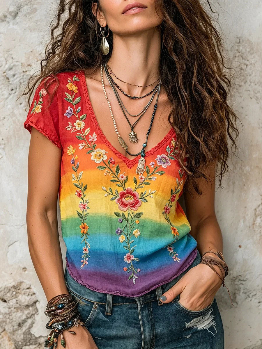 Women's Rainbow Art Casual T-Shirt