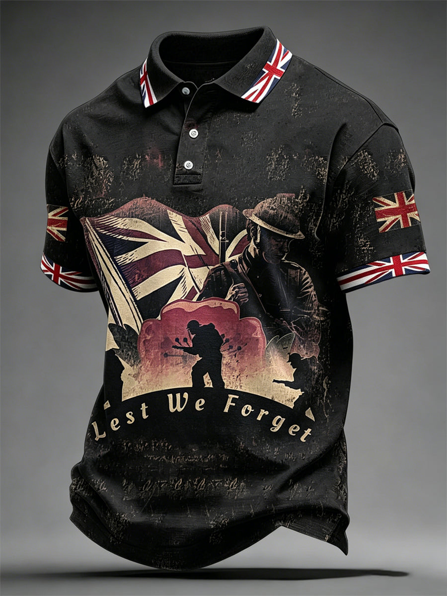 Men's Lest We Forget Print Casual Top