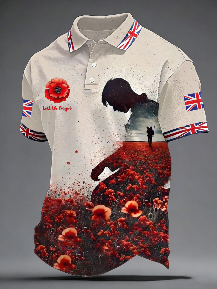 Men's Lest We Forget Print Casual Top