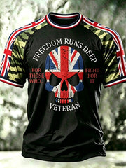 Men's FREEDOM RUNS DEEP لا FOR THOSE WHO... FIGHT FOR IT VETERAN short sleeve t-shirt