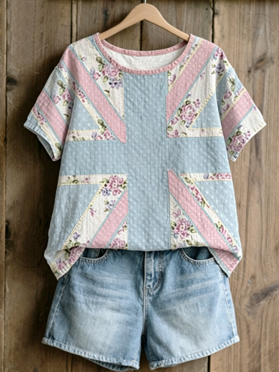 Women's linen short-sleeved T-shirt