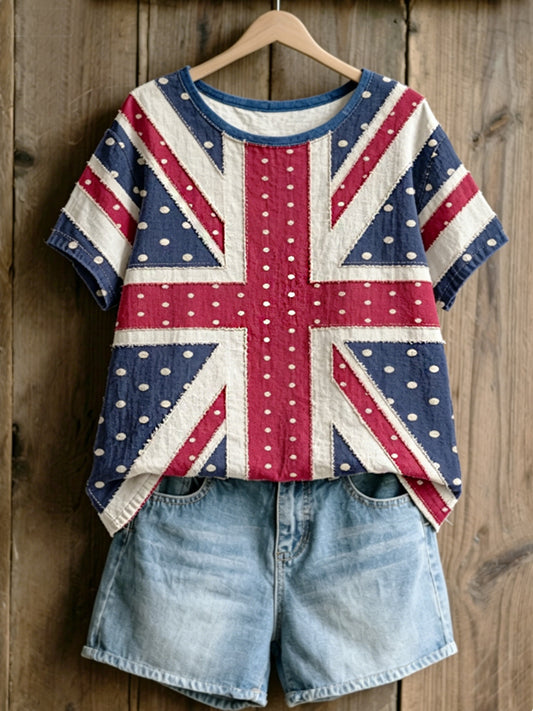 Women's linen short-sleeved T-shirt