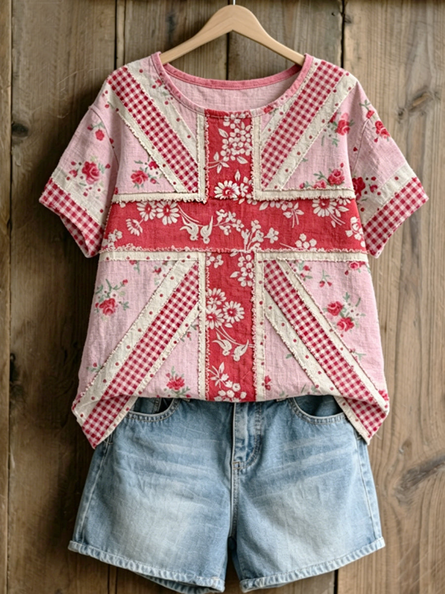 Women's linen short-sleeved T-shirt