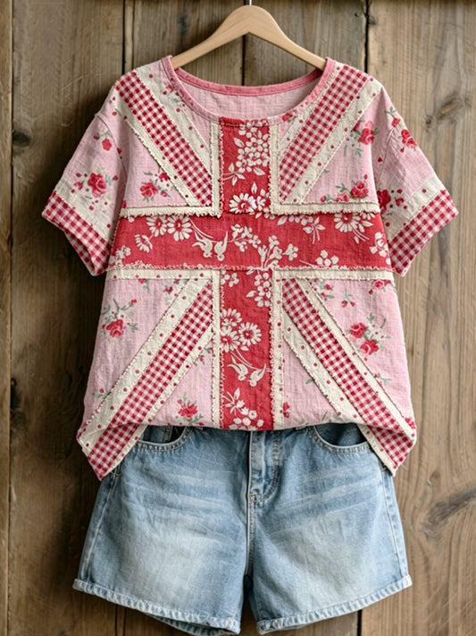 Women's linen short-sleeved T-shirt