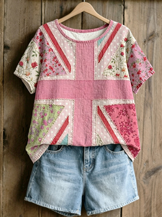 Women's linen short-sleeved T-shirt