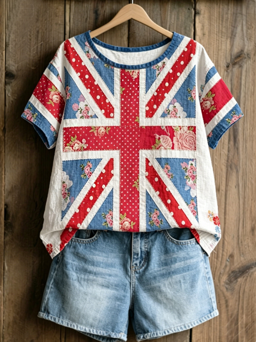 Women's linen short-sleeved T-shirt