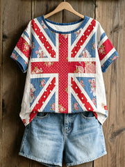 Women's linen short-sleeved T-shirt