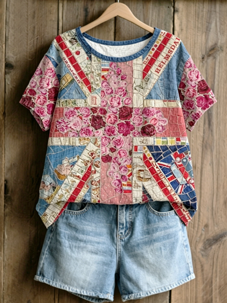 Women's linen short-sleeved T-shirt