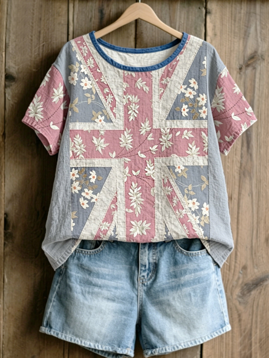 Women's linen short-sleeved T-shirt