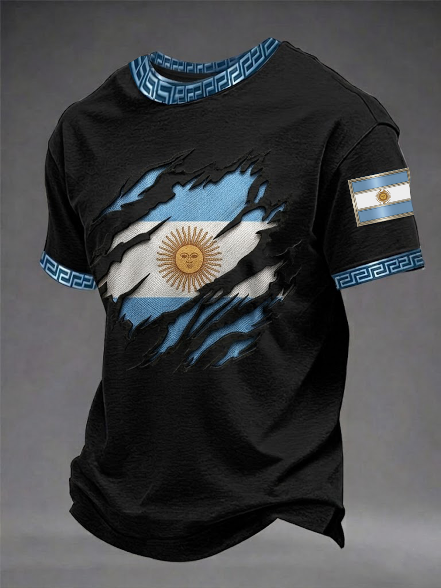 Men's Argentina Flag Short Sleeves T-shirt