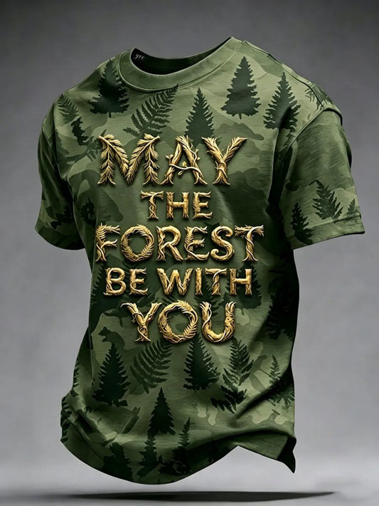 Men's May The Forest Be With You Printed Casual T-Shirt