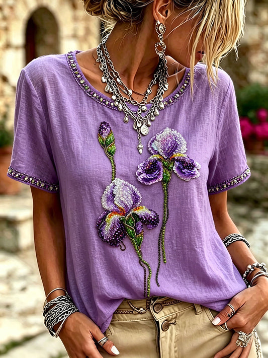 Women's Alzheimer's Purple Floral Tops