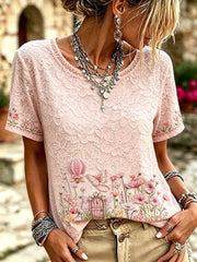 Women's Breast Cancer Awareness Pink Floral Tops