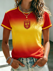 Women's Spanish Football Printed T-shirt