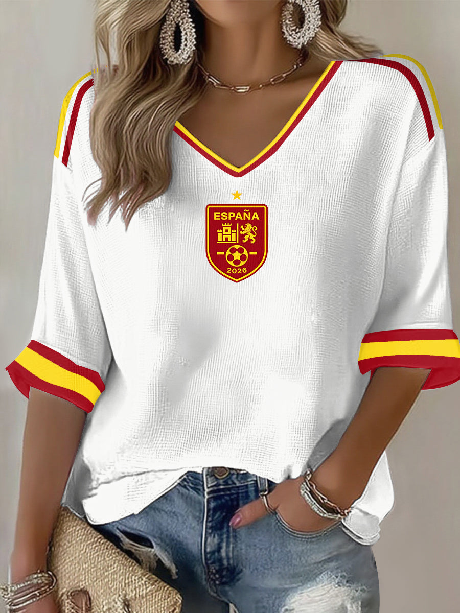 Women's Spanish Football Print Casual T-shirt