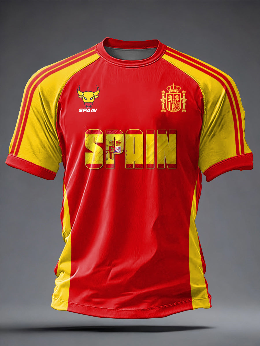 Men's Spanish Football Printed Casual short sleeves t-shirt