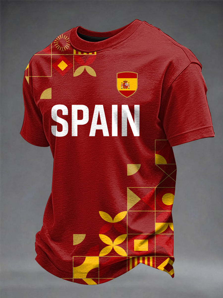 Men's Spanish Football Printed T-shirt