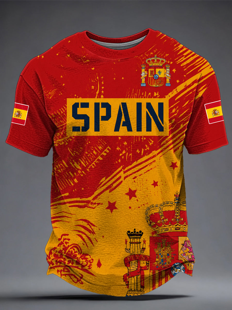 Men's Spanish Football Printed T-shirt