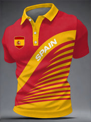 Men's Spanish Football Print Casual Top