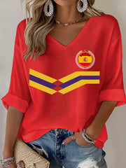Women's Spanish Football Print Casual T-shirt