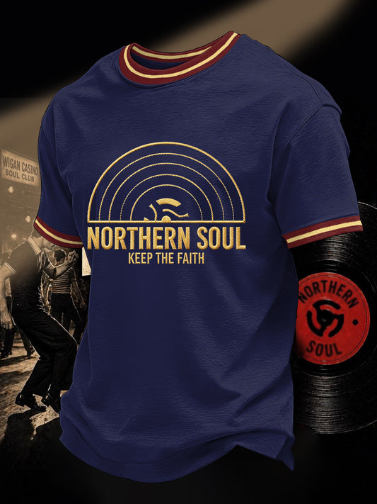 Men's Retro Northern Soul Keep The Faith Print Casual Tee