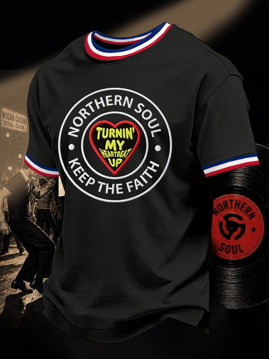 Men's Retro Northern Soul Keep The Faith Print Casual Tee