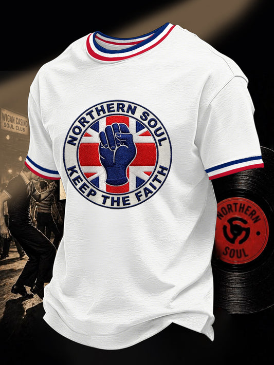 Men's Retro Northern Soul Keep The Faith Print Casual Tee