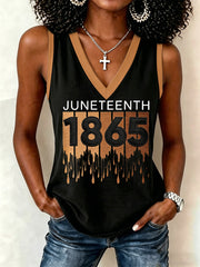 Women's  Juneteenth Print V-Neck Vests