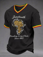 Men's Juneteenth Breaking Every Chain Since 1865 Print V-Neck Tee